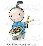 Vector of Cartoon Chef Serving Saimin Noodles in a Bowl with Chop Sticks by Leo Blanchette