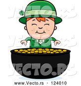 Vector of Cartoon Child Leprechaun Boy and Pot of Gold by Cory Thoman