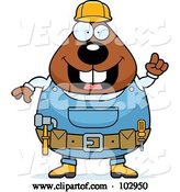 Vector of Cartoon Chubby Beaver Construction Worker by Cory Thoman