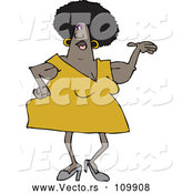 Vector of Cartoon Chubby Black Lady Presenting, with Her Arms Sagging by Djart