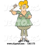 Vector of Cartoon Chubby Blond White Lady with Flabby Arms, Pointing to the Problem by Djart