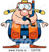 Vector of Cartoon Chubby Female Scuba Diver by Cory Thoman