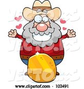 Vector of Cartoon Chubby Prospector with a Large Piece of Gold by Cory Thoman
