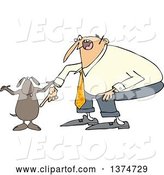 Vector of Cartoon Chubby White Guy Yelling at His Careless Dog by Djart