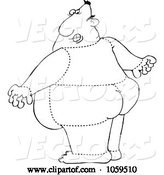Vector of Cartoon Coloring Page Outline of a Rear View of a Quartered Guy by Djart