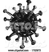 Vector of Cartoon Coronavirus Cell Woodcut Style by Patrimonio