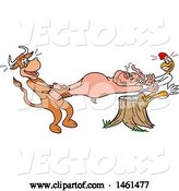 Vector of Cartoon Cow and Chicken Pulling a Pig, Pulled Pork by LaffToon