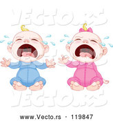 Vector of Cartoon Crying Blond White Babies by Pushkin