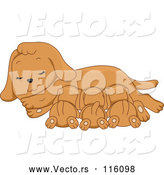 Vector of Cartoon Cute Dog Nursing Her Puppies by BNP Design Studio
