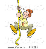 Vector of Cartoon Determined White Guy Climbing an Upward Mobility Rope by Johnny Sajem