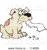 Vector of Cartoon Dog Eating Homework by Johnny Sajem