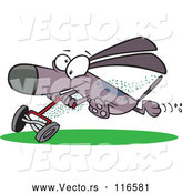 Vector of Cartoon Dog Running with a Lawn Mower by Toonaday