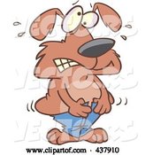Vector of Cartoon Dog Trying to Squeeze into Tight Pants by Toonaday