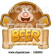 Vector of Cartoon Drunk Monk Holding Beer Mugs over a Text Banner by Cory Thoman