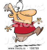 Vector of Cartoon Eager White Guy Running by Toonaday