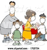 Vector of Cartoon Family Wearing Masks and Shopping During the Covid19 Pandemic by Djart