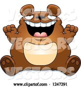 Vector of Cartoon Fat Bear Sitting and Cheering by Cory Thoman