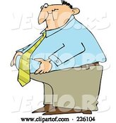 Vector of Cartoon Fat Business Man Standing and Grabbing His Belly Fat by Djart