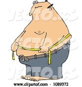 Vector of Cartoon Fat Guy Measuring His Belly Fat by Djart