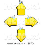 Vector of Cartoon Four Yellow Arrow Heads Facing Different Directions by Cory Thoman