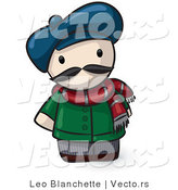 Vector of Cartoon French Guy Wearing Hat and Scarf by Leo Blanchette