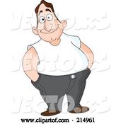 Vector of Cartoon Friendly Chubby Guy in a White Shirt, His Hands in His Pocket by Yayayoyo