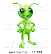 Vector of Cartoon Friendly Green Alien with Its Hands on Its Hips by AtStockIllustration