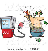 Vector of Cartoon Gas Pump Holding up a Customer by Toonaday
