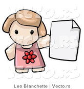 Vector of Cartoon Girl Holding Blank Paper by Leo Blanchette