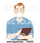 Vector of Cartoon Guy Nurse N95 Face Mask Clipboard Illustration by BNP Design Studio