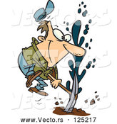 Vector of Cartoon Guy Striking Oil by Toonaday