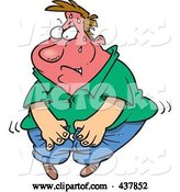 Vector of Cartoon Guy Trying to Squeeze into Jeans by Toonaday