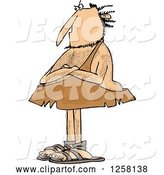 Vector of Cartoon Hairy Stubborn Caveman Standing with Folded Arms by Djart