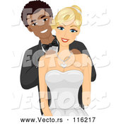 Vector of Cartoon Handome Black Guy Putting a Necklace on His White Wife by BNP Design Studio