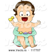 Vector of Cartoon Happy Baby Boy in a Bath Chair by BNP Design Studio