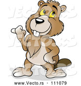 Vector of Cartoon Happy Beaver Pointing to the Left by Dero