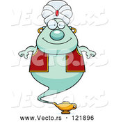 Vector of Cartoon Happy Chubby Green Genie by Cory Thoman