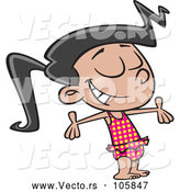 Vector of Cartoon Happy Girl in a Swimsuit, Soaking up the Sunshine by Toonaday