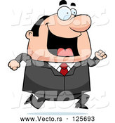 Vector of Cartoon Happy Plump Business Man Running by Cory Thoman