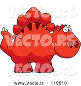 Vector of Cartoon Happy Red Stegosaurus Dinosaur by Cory Thoman