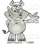 Vector of Cartoon Happy Rhino Standing and Waving by Dennis Holmes Designs