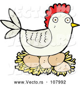 Vector of Cartoon Hen Chicken Nesting by Lineartestpilot