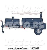 Vector of Cartoon Lang Bbq Cooker on a Trailer by LaffToon