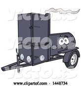 Vector of Cartoon Lang Offset Barbeque Smoker Trailer Mascot by LaffToon