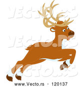 Vector of Cartoon Leaping or Flying Christmas Reindeer by Alex Bannykh