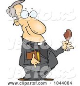 Vector of Cartoon Minister Holding a Bible and Drumstick by Toonaday