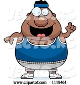 Vector of Cartoon of a | Happy Plump Black Gym Guy with an Idea| Royalty Free Vector Clipart by Cory Thoman