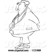 Vector of Cartoon Outlined Business Man Holding His Stomach and Behind by Djart