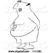 Vector of Cartoon Outlined Chubby Guy Holding His Tunny and Butt and Trying to Hold in a Bowel Movement by Djart