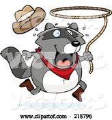 Vector of Cartoon Plump Raccoon Cowboy Swinging a Lasso by Cory Thoman